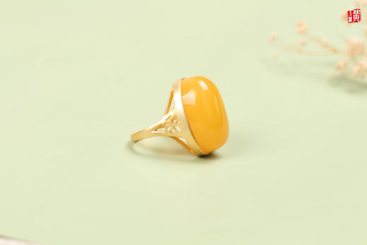 蜜蜡戒指【兮颜】，925银镶 商品图1