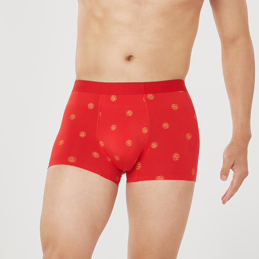 都市丽人都市锋尚铂金舒适60S莫代尔平角男士内裤新年本命年红品FK3HD1 商品图1