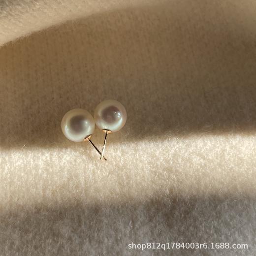 韩国fever同款925银正圆强光炫彩复古港风气质施家水晶大珍珠耳钉 商品图5