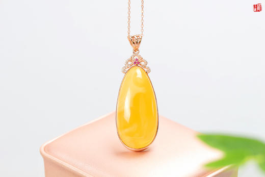 【月夕】蜜蜡吊坠，925银镶 商品图0