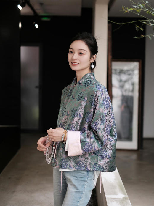 限量款| 盛唐牡丹 |万寿无疆牡丹纹重缎宋锦新中式外套(不夹棉) 商品图7