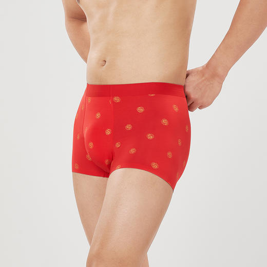 都市丽人都市锋尚铂金舒适60S莫代尔平角男士内裤新年本命年红品FK3HD1 商品图3