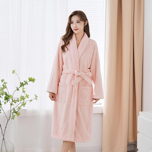 【珊瑚绒成人浴袍！吸水性卓越】加厚吸水男女家用成人款， 柔软温暖 贴心呵护 冬日的浸泡时光 轻松尽享，多种颜色选择，柔软性好 耐磨耐用，大尺寸全包裹 触感舒适 商品图5