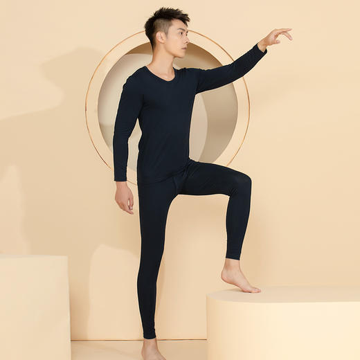 爱帝男式经典棉莱卡弹力圆领内衣套装 商品图6