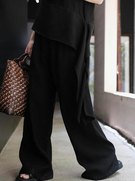 盛唐牡丹|香云纱顺纡绉松紧腰女裤