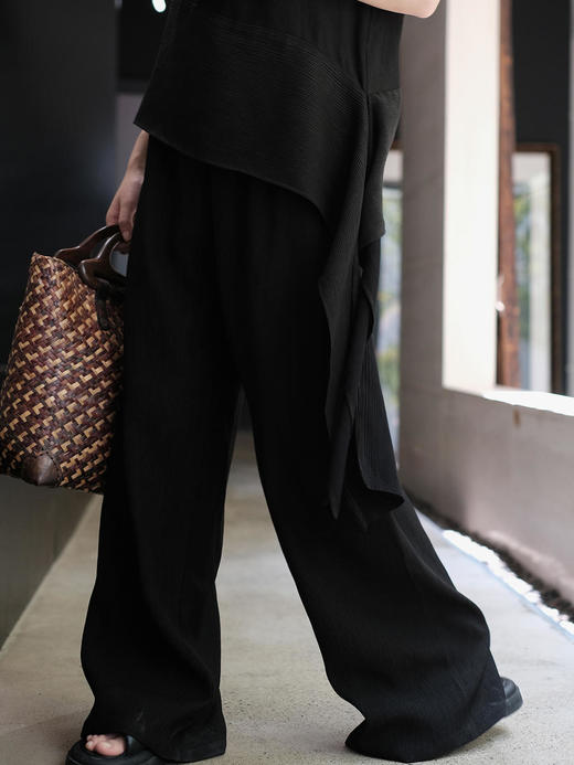 盛唐牡丹|香云纱顺纡绉松紧腰女裤 商品图0