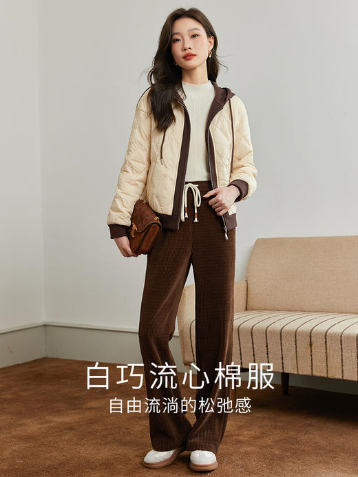 【99元福袋，不支持退换】熙世界假两件撞色连帽棉衣棉服女冬季新款高级感小个子短外套 商品图2