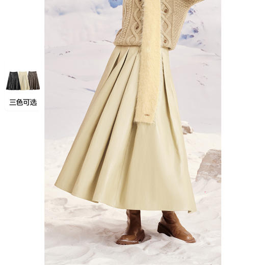 【严选】诗凡黎冬后腰牛筋设计半身裙SEA440711 商品图0