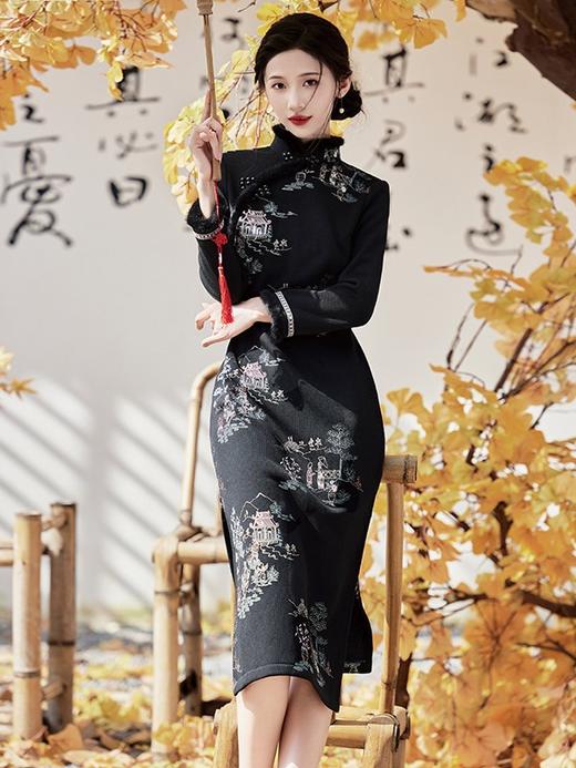 新款改良刺绣美人条旗袍，私服名媛御姐风新中式优雅礼服旗袍BS-2866 商品图0