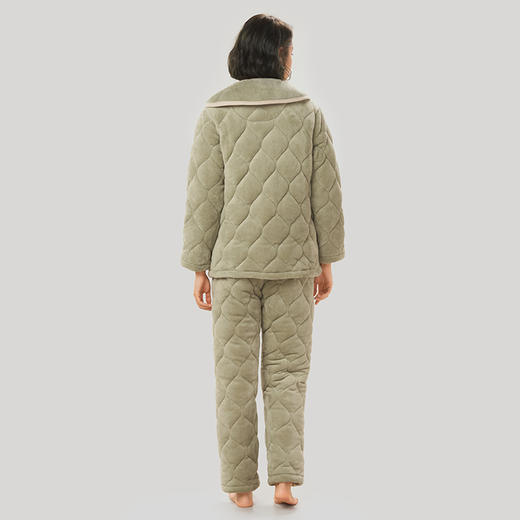 都市丽人法兰绒夹棉女士加厚款长袖长裤类家居服套装LH31F8 商品图2