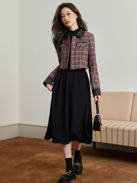 【年货节】熙世界彩色粗花呢小香风短外套小个子秋冬夹棉气质法式名媛上衣 商品图2