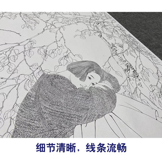 【大彩图】何家英工笔画白描底稿《秋冥》高清打印稿人物线稿ZV16 商品图4