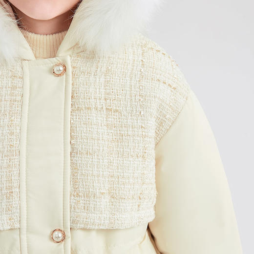 笛莎女童羽绒服2023冬季新款时尚拼接朋克连帽长款羽绒服 商品图3