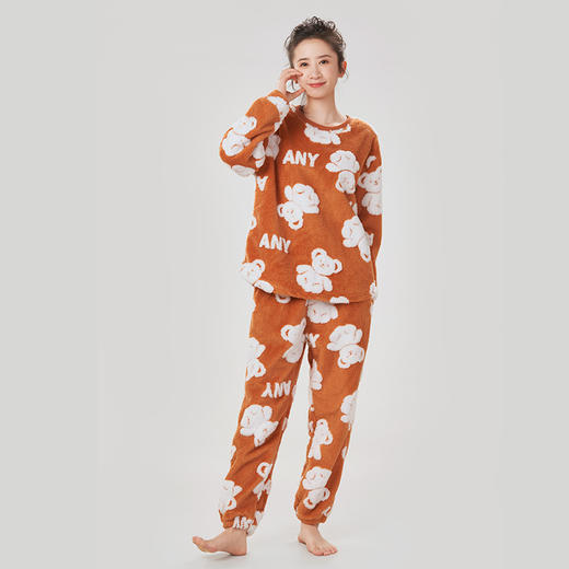 都市丽人生活家居女士睡衣双面阳离子提花法兰绒厚款长袖长裤类家居服套装LH32J6 商品图0