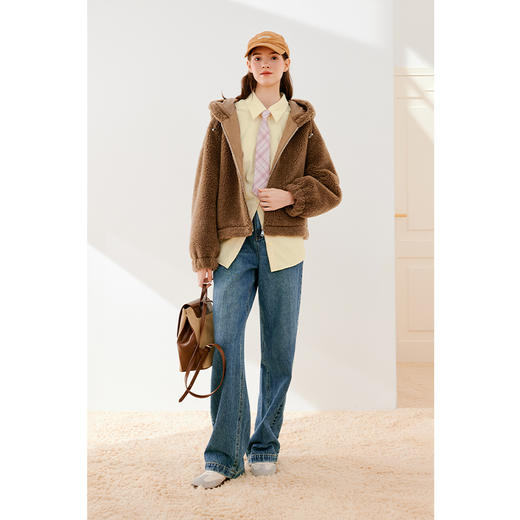 【严选】诗凡黎冬可调节下摆简约大方毛毛外套SEB110621 商品图2