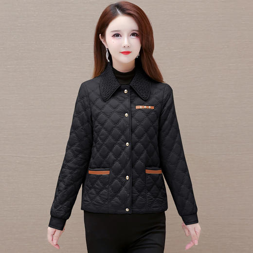 2023年冬款短款格纹轻薄翻领长袖拼色时尚修身休闲QYM-KSY-DFH821-L 商品图2