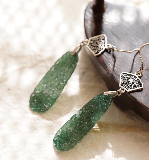 且听风吟  耳畔叮当 翡翠花片耳坠集【 嘉石136】 商品图6