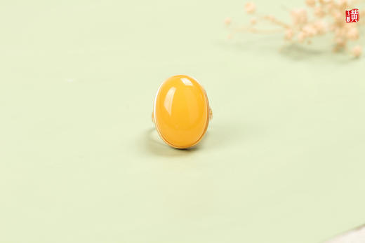 蜜蜡戒指【兮颜】，925银镶 商品图0
