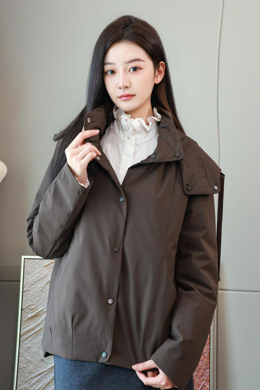 可可咖连帽短款羽绒服（鹅绒） 商品图0