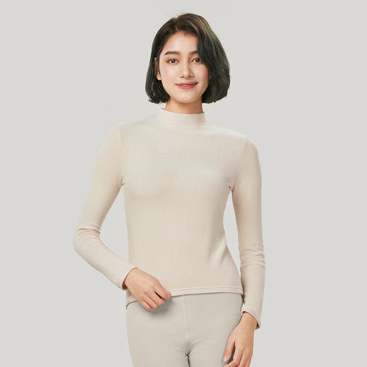 都市丽人舒暖保暖衣女负5至5度适穿针织面料发热纤维中厚款单件保暖衣上衣秋衣新年本命年红品LW3DA7 商品图1