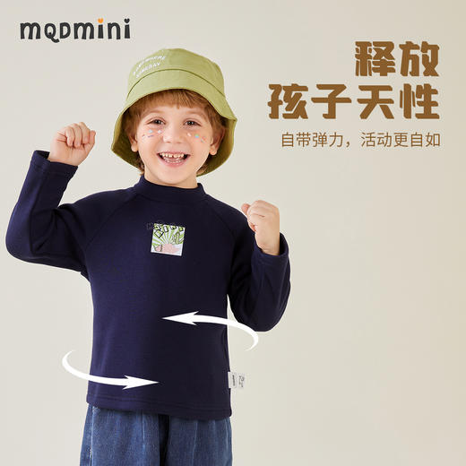 【加绒】【MQDmini】【80-130】男童秋冬加绒打底衫半高领保暖上衣 商品图7