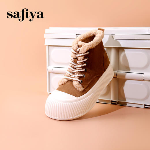 Safiya/索菲娅2023冬季新款加绒保暖松糕厚底百搭休闲短靴雪地靴 SF3411A403 商品图5