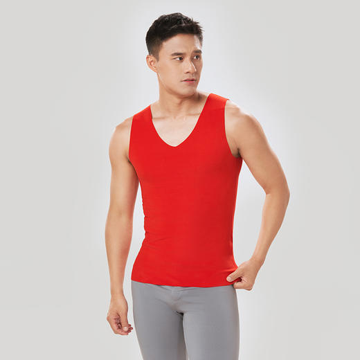 都市丽人都市锋尚强暖保暖内衣男负15至负5度适穿阳离子磨毛绒单件厚款保暖背心新年本命年红品FW34D2 商品图1