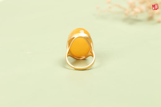 蜜蜡戒指【兮颜】，925银镶 商品图3