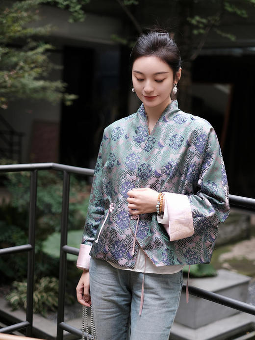 限量款| 盛唐牡丹 |万寿无疆牡丹纹重缎宋锦新中式外套(不夹棉) 商品图8