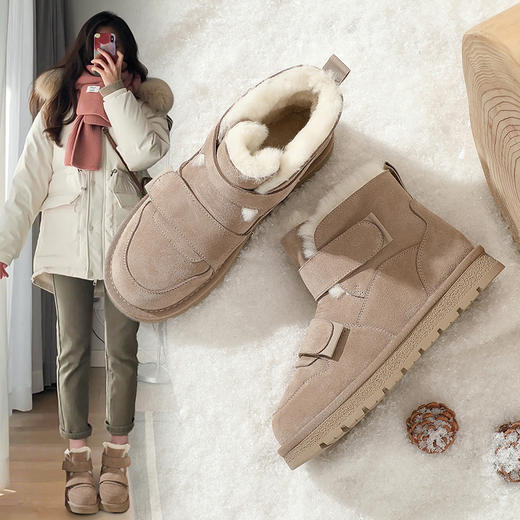 ZHR雪地靴女款加厚魔术贴棉鞋女冬加绒厚底女鞋面包鞋保暖鞋 商品图4