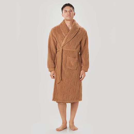 都市丽人都市锋尚生活家居男士睡衣长毛绒剪花法兰绒单件袍家居服厚款单件袍家居服FH37A2 商品图0