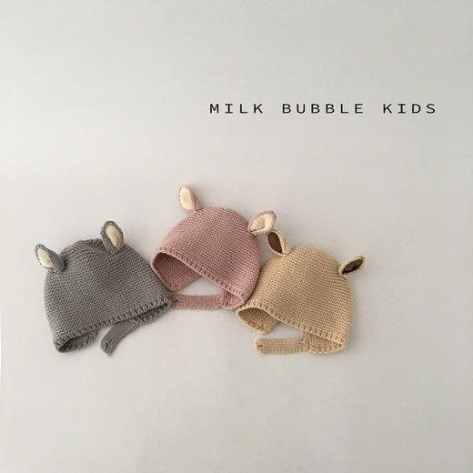 【纯色耳朵针织帽！时尚可爱】ins韩版婴儿帽子秋冬季，一岁女宝男宝秋天出游保暖宝宝毛线帽，暖意立刻加倍！柔软的针织材质，舒适保暖；精致的毛线工艺lm 商品图1