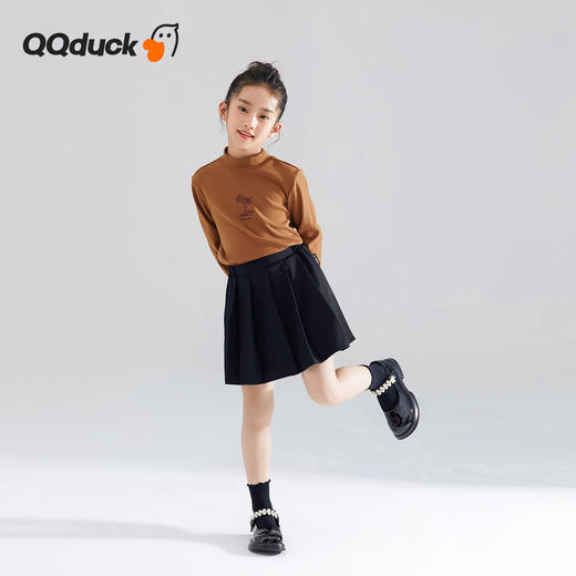 【清仓捡漏】【120-165】【QQduck可可鸭】女童半高领打底衫儿童长袖T恤棉93.6% 氨纶6.4% 商品图7
