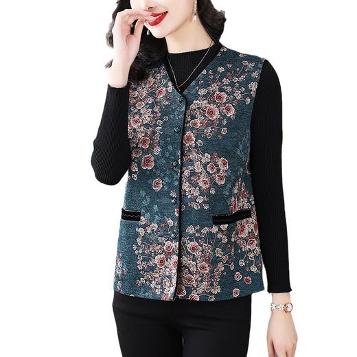 SMZ11641国风盘扣马夹背心女冬季2023年新款气质优雅加绒保暖坎肩无袖外套 商品图4