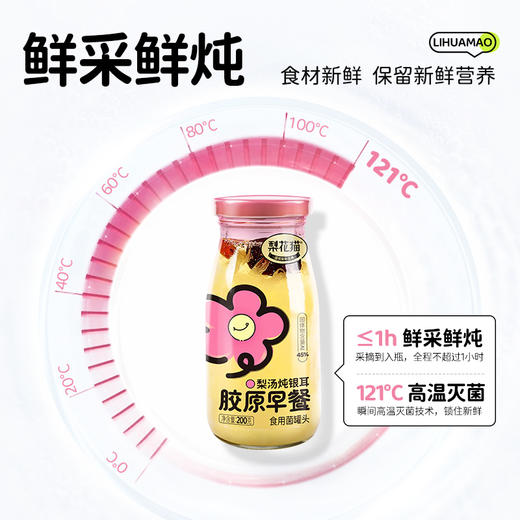 【双十一限时惠】梨花猫 0脂早餐梨汤炖银耳200g*6瓶/箱[福利品] 商品图6
