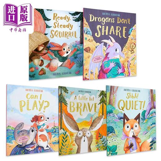 【中商原版】Nicola Kinnear 英文故事绘本5册套装 安静Shhh Quiet 松鼠Ready Steady Squirrel 恐龙Dragons Dont Share Brave 商品图1