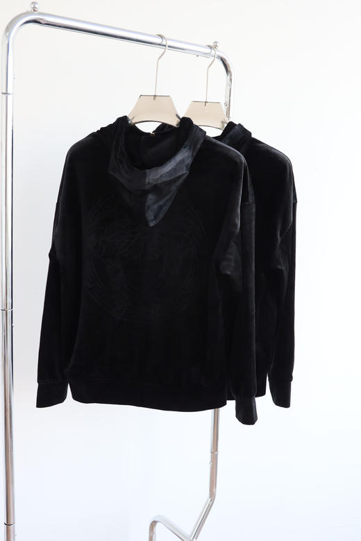 小范 美杜莎暗纹压花 金丝绒拉链帽衫 WT650 商品图2