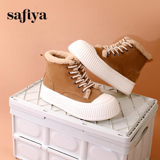 Safiya/索菲娅2023冬季新款加绒保暖松糕厚底百搭休闲短靴雪地靴 SF3411A403 商品图4