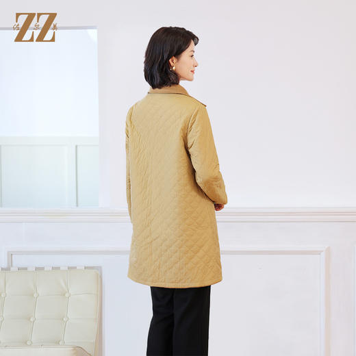 佐尔美秋冬新款 时尚双面穿菱形格羊毛双面呢棉服外套女E24SM02 商品图4