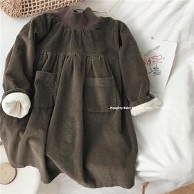 【洋气连衣裙！点亮萌宝时尚】秋冬新款女童洋气连衣裙，加绒加厚高领女宝宝娃娃裙长袖，童颜娃娃裙，温暖满满。高领设计，抵御寒风，窝心呵护。勾勒童真，宛如仙女lm