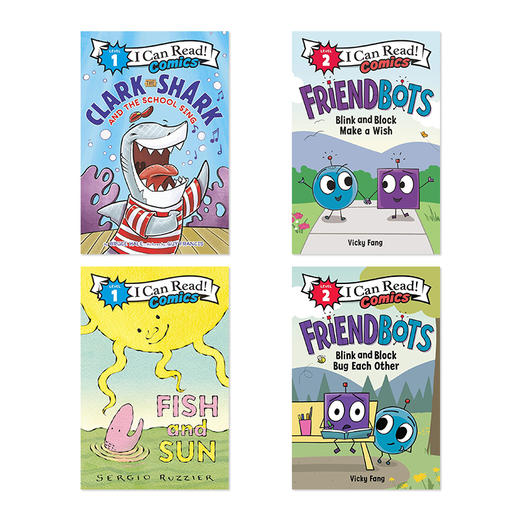 【3-8岁 I Can Read Comics】我可以读漫画4册Clark the Shark/Fish and Sun/Friendbots分级阅读亲子互动读本 商品图1