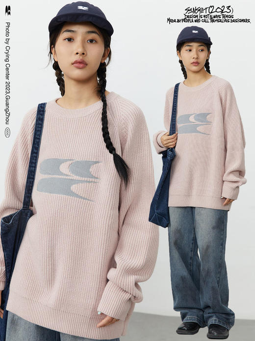 CryingCenter 基础款logo圆领套头粗针毛衣长袖保暖通勤 哭喊中心 商品图0