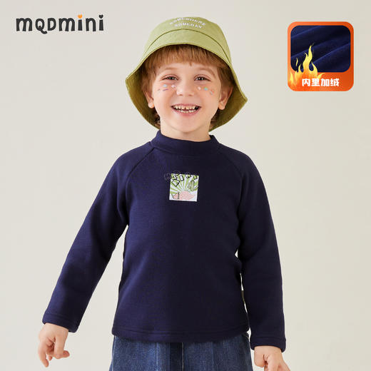 【加绒】【MQDmini】【80-130】男童秋冬加绒打底衫半高领保暖上衣 商品图6