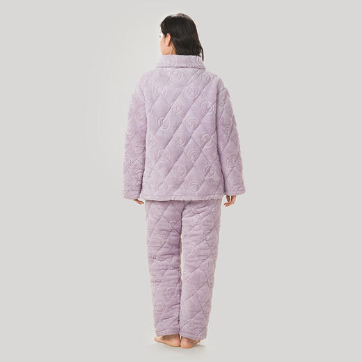 都市丽人生活家居女士睡衣长毛绒提花夹棉加厚款长袖长裤类家居服套装LH31K8 商品图3