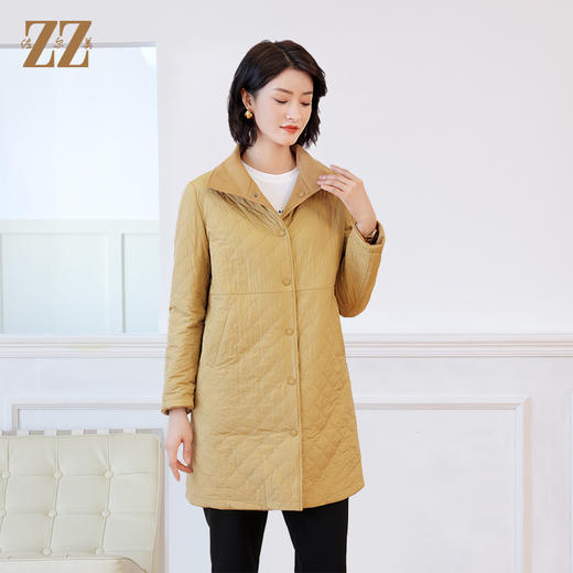 佐尔美秋冬新款 时尚双面穿菱形格羊毛双面呢棉服外套女E24SM02 商品图1