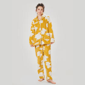 都市丽人生活家居女士睡衣双面阳离子提花法兰绒厚款长袖长裤类家居服套装LH31K2