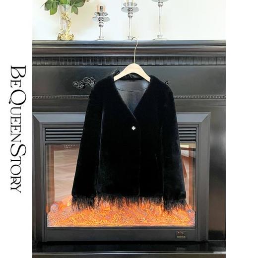 BeQueenStory【人间梦露】秋冬轻奢高端100羊皮毛一体V领皮草女装 商品图3