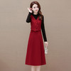 时尚新款，毛呢小马甲假两件高腰裙拼结中长款秋季连衣裙QYM-LRX-MWQ32-Y 商品缩略图0