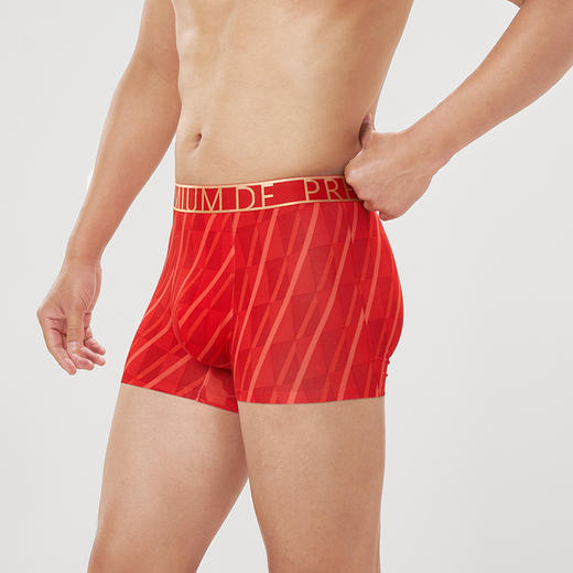 都市丽人都市锋尚潮流时尚60S木莱尔舒适人棉平角男士内裤新年本命年红品FK3HD2 商品图3