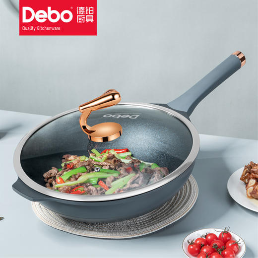 Debo德铂班克罗不粘炒锅少油烟炒菜锅燃气电磁炉通用 商品图4
